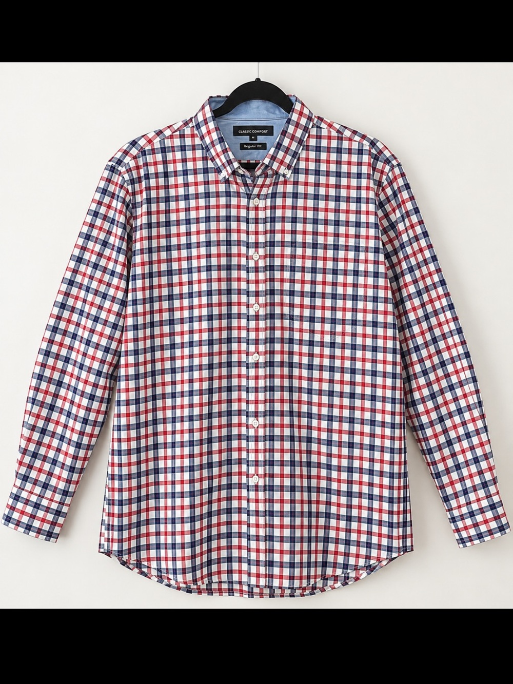 Classic Collection - Club Room Men's Red, White & Blue Check Button-Down Shirt